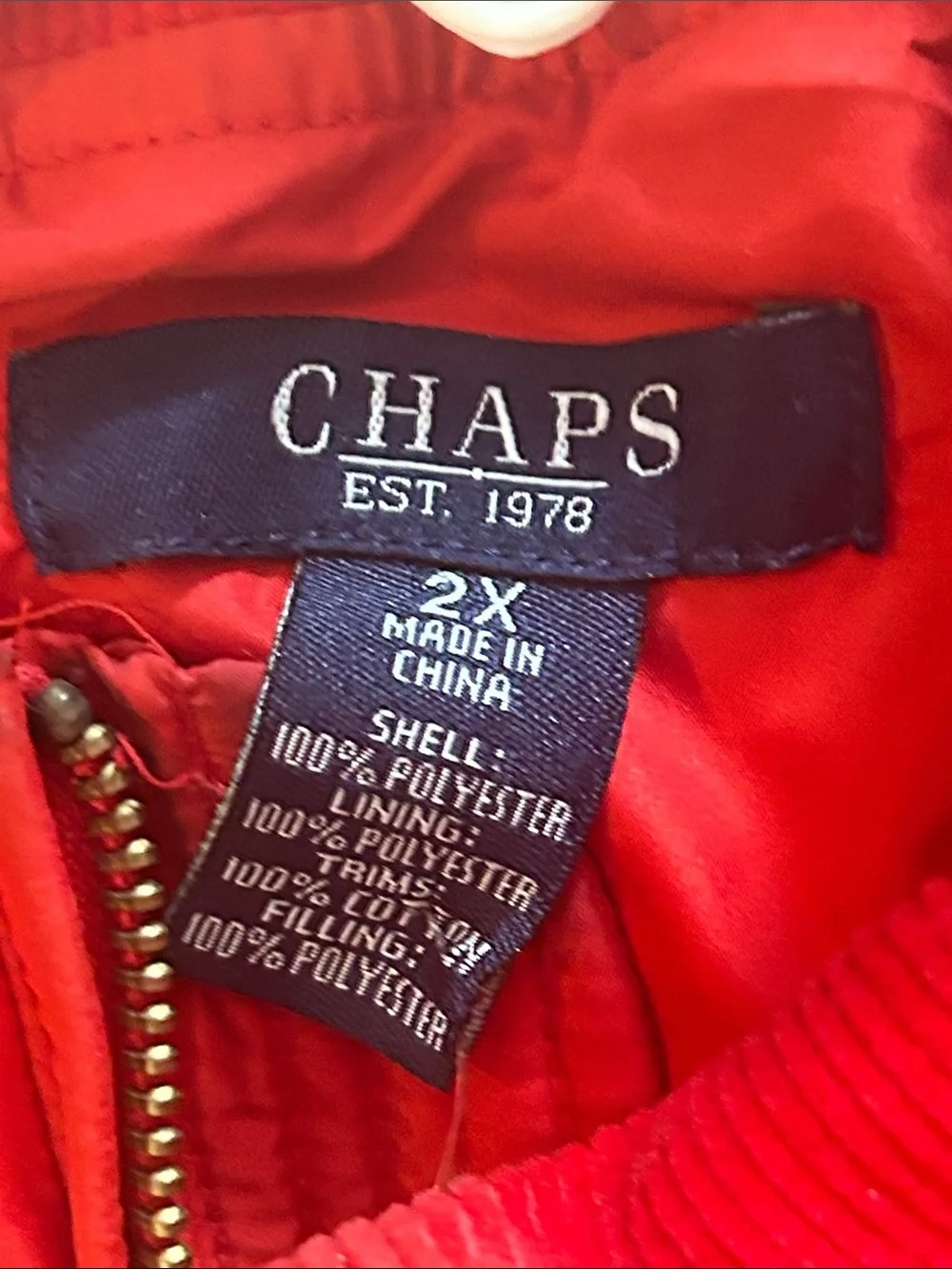 Chaps Red Quilted Puffer Vest - Sleeveless Zip Front 070726#